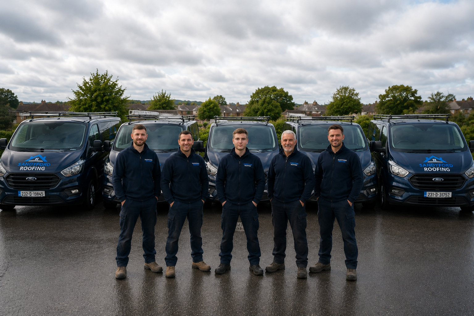 Roofing contractors working on site in Dublin