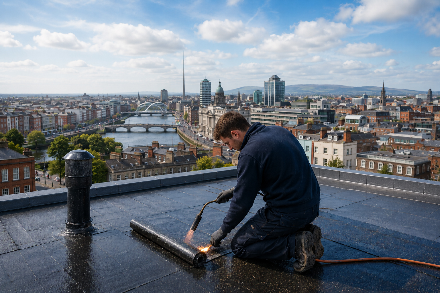 Roofing work being carried out in Dublin