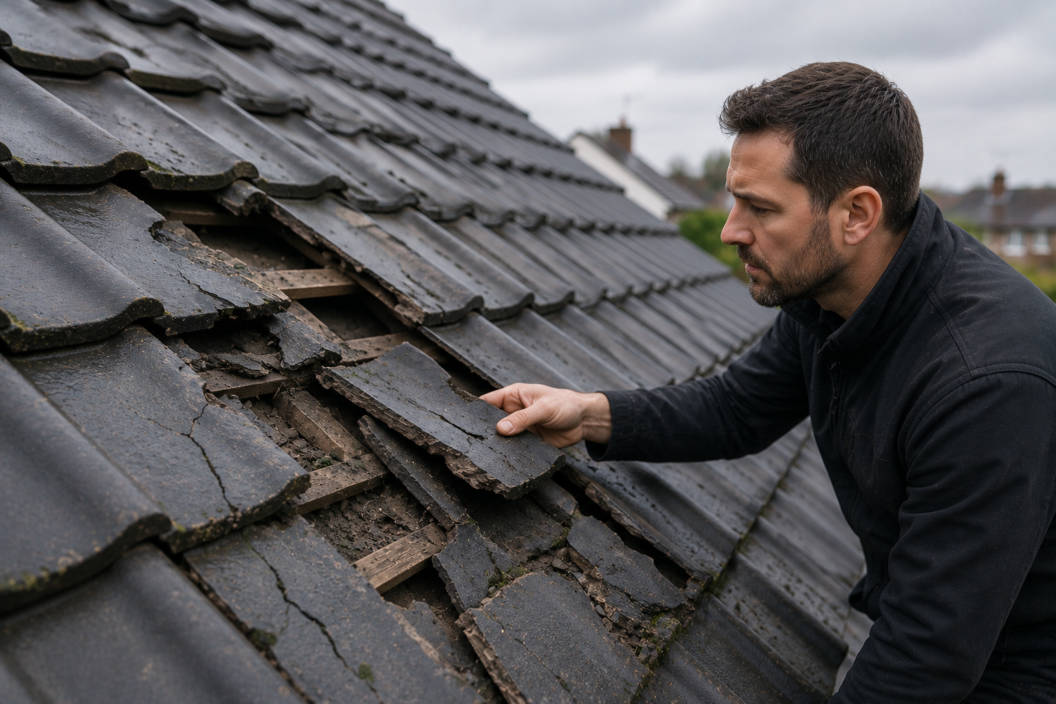 Damaged Roof Tiles Damaged roof tiles