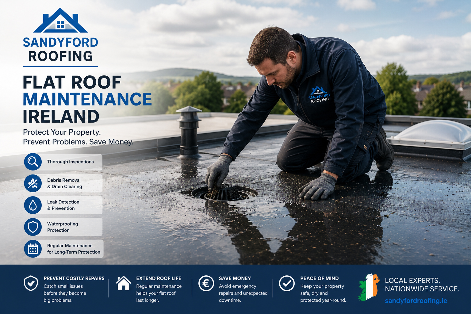Flat roof maintenance in Ireland