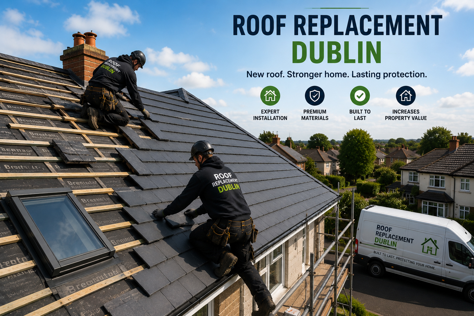 Roof replacement project in Dublin